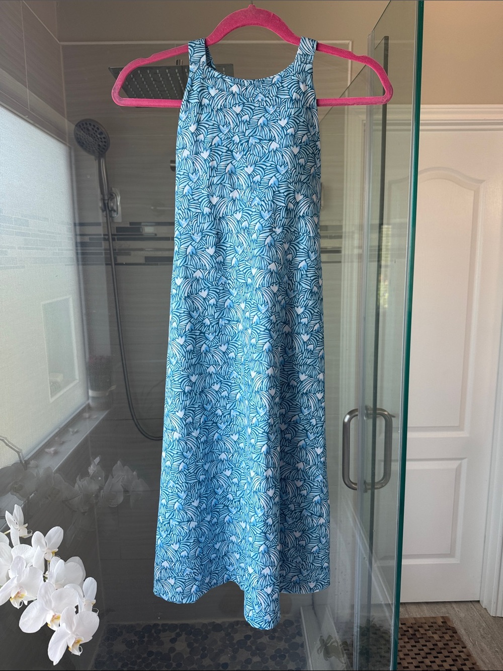 PATAGONIA MAGNOLIA SPRING DRESS WOMEN'S BLOCK PARTY: LAGO BLUE